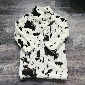 NWT Cowhide Print Faux Fur Coat